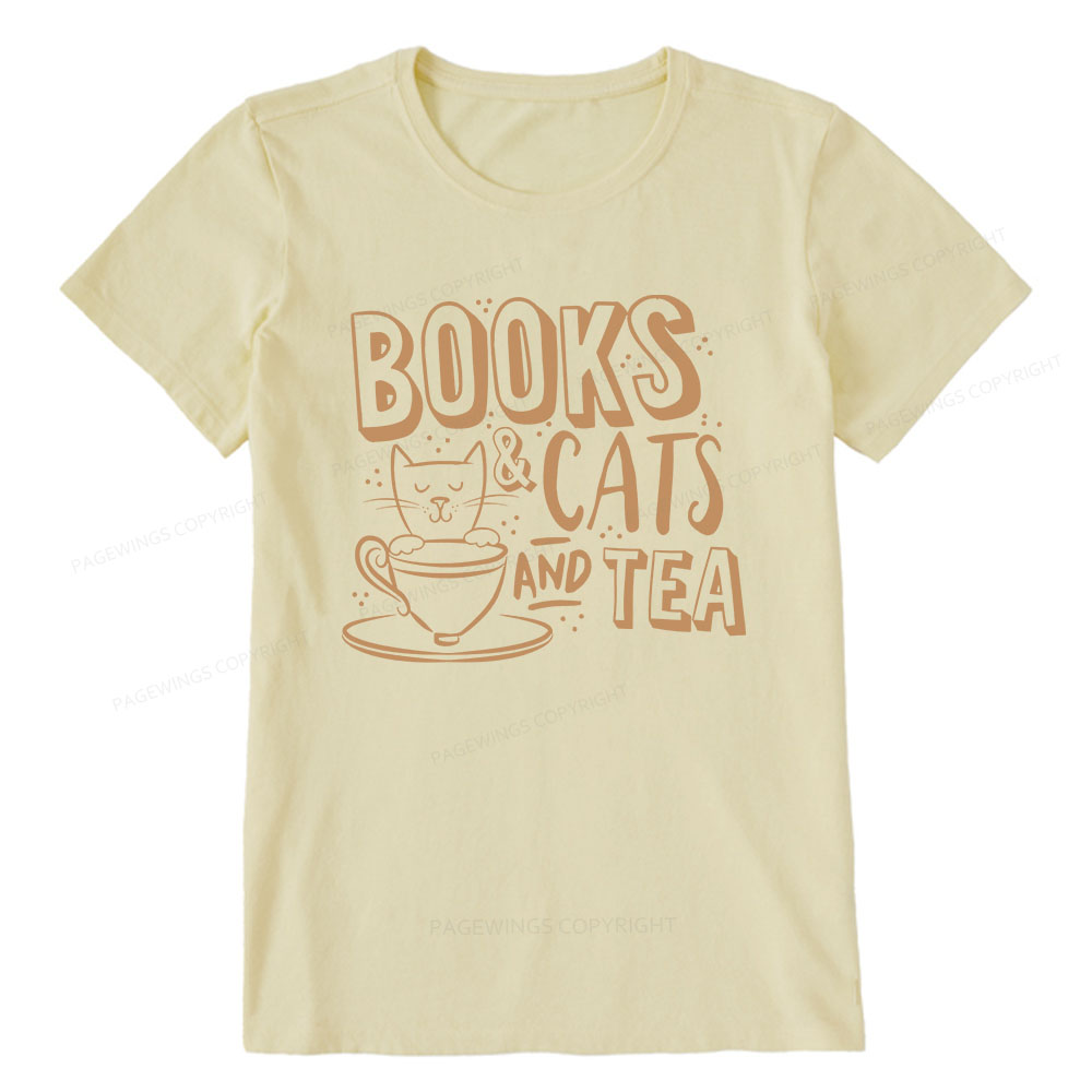Pagewings Books And Cats And Tea On Men's Premium Unisex Classic T-shirt