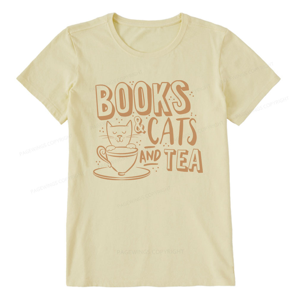 Pagewings Books And Cats And Tea On Men's Premium Unisex Classic T-shirt