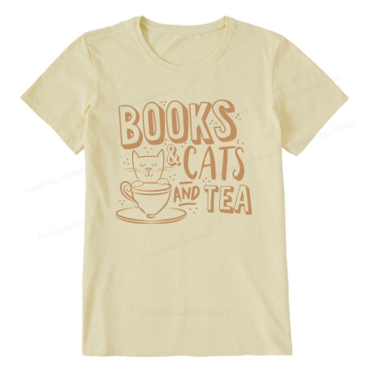 Pagewings Books And Cats And Tea On Men's Premium Unisex Classic T-shirt