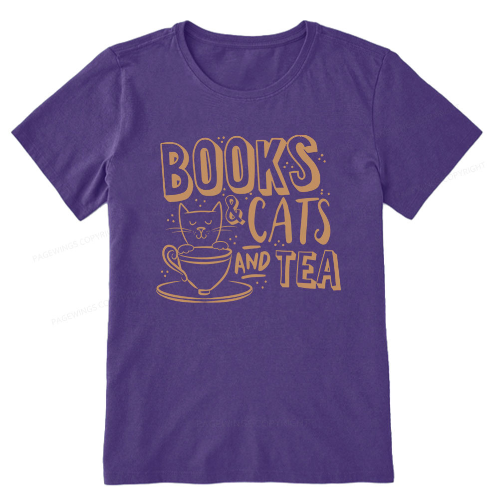 Pagewings Books And Cats And Tea On Men's Premium Unisex Classic T-shirt