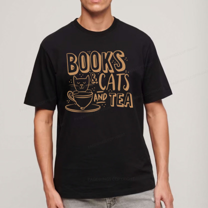 Pagewings Books And Cats And Tea On Men's Premium Unisex Classic T-shirt