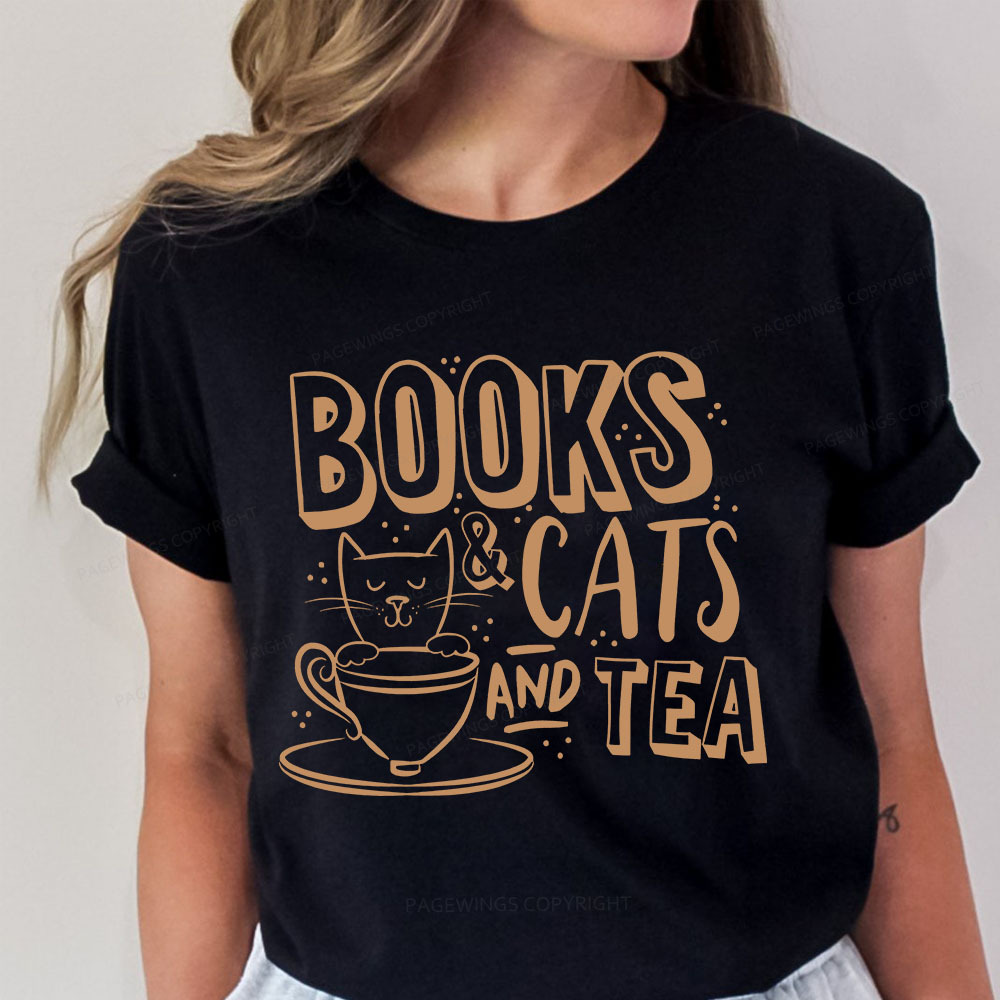 Pagewings Books And Cats And Tea On Men's Premium Unisex Classic T-shirt