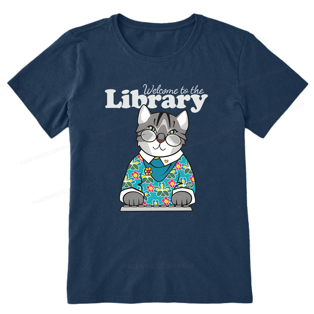Pagewings Welcome to the Library Cat Unisex Classic T-shirt