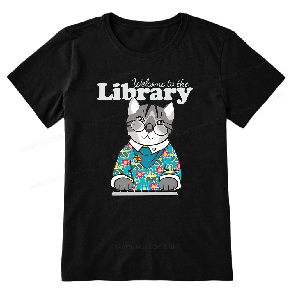 Pagewings Welcome to the Library Cat Unisex Classic T-shirt