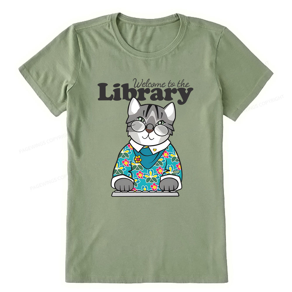 Pagewings Welcome to the Library Cat Unisex Classic T-shirt