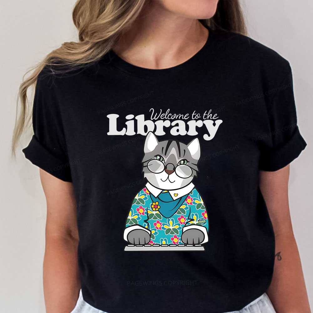 Pagewings Welcome to the Library Cat Unisex Classic T-shirt