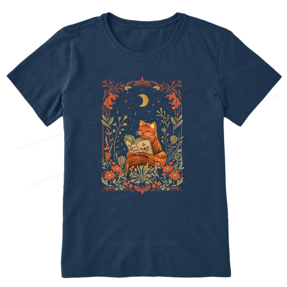 Pagewings Cat Wildflower Book Reading Unisex Classic T-shirt