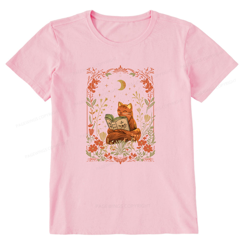 Pagewings Cat Wildflower Book Reading Unisex Classic T-shirt