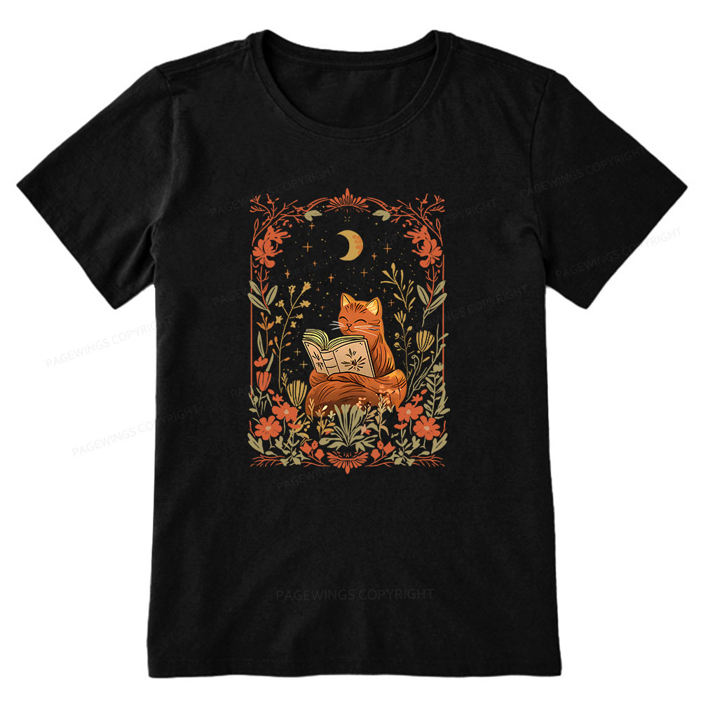 Pagewings Cat Wildflower Book Reading Unisex Classic T-shirt