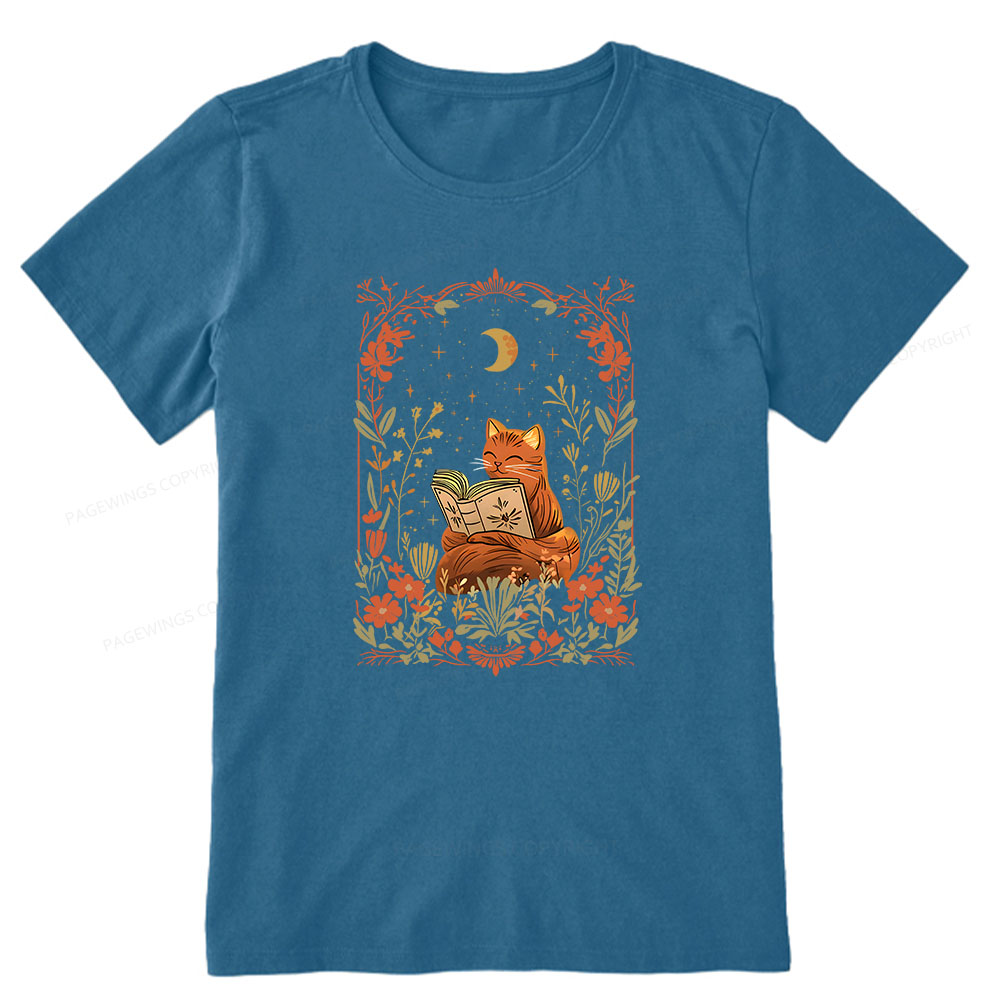 Pagewings Cat Wildflower Book Reading Unisex Classic T-shirt