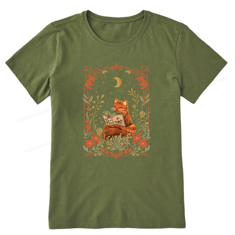 Pagewings Cat Wildflower Book Reading Unisex Classic T-shirt