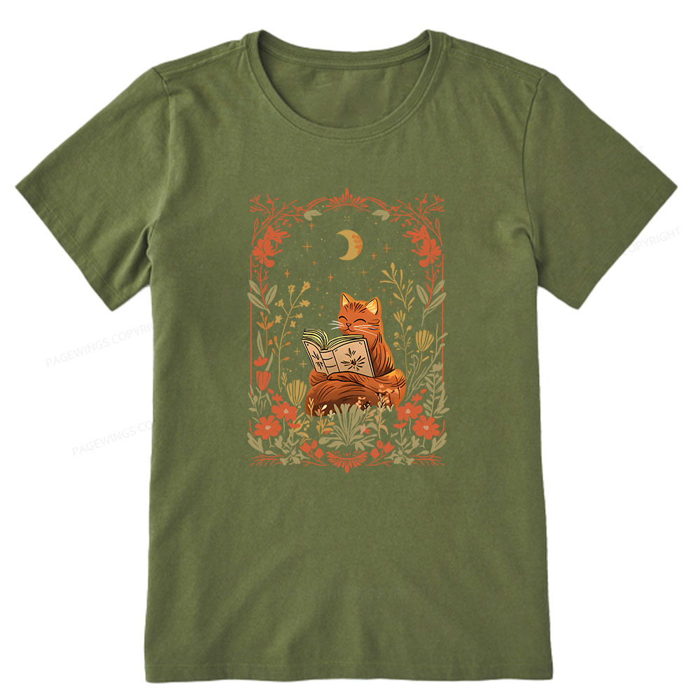 Pagewings Cat Wildflower Book Reading Unisex Classic T-shirt