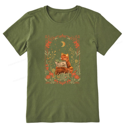 Pagewings Cat Wildflower Book Reading Unisex Classic T-shirt