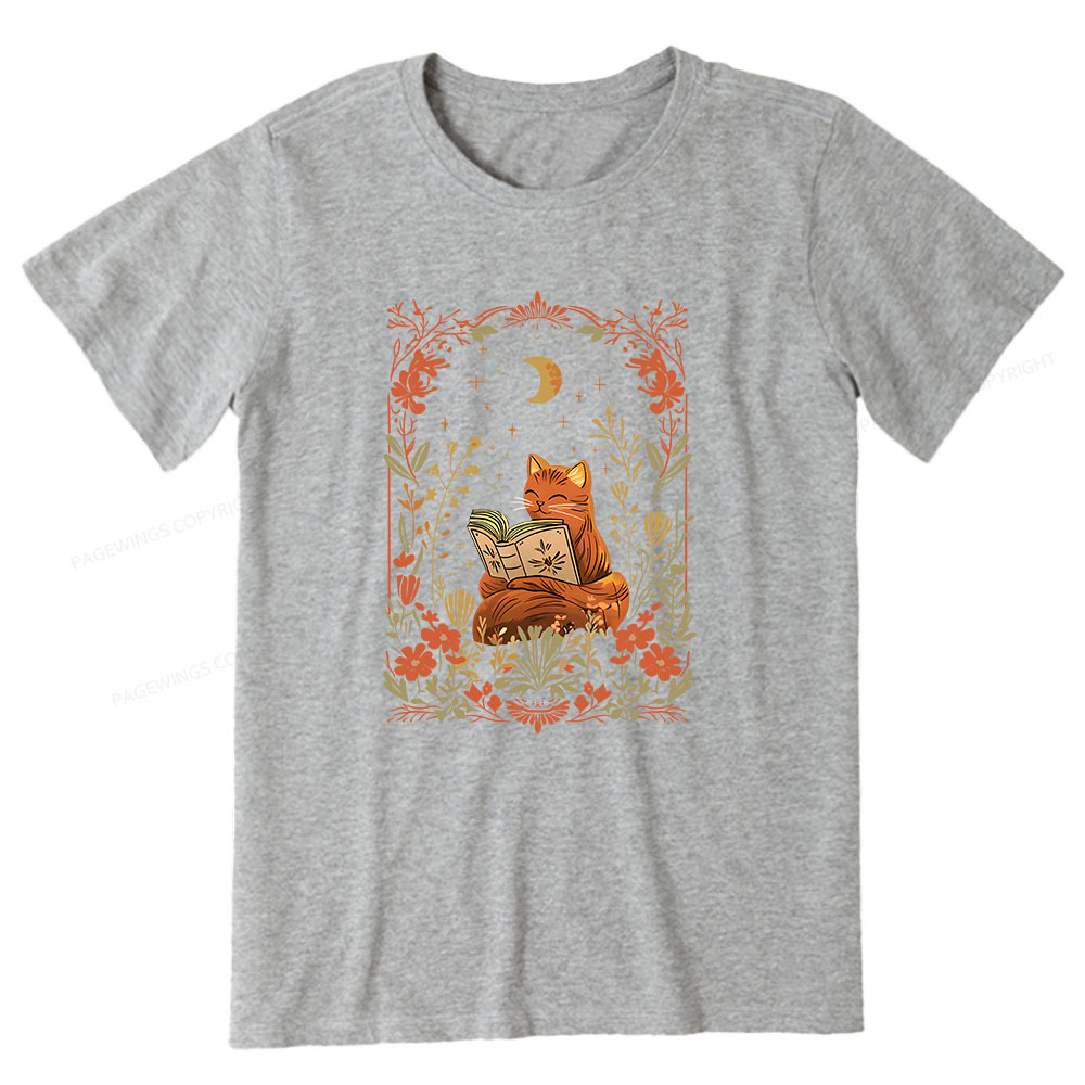 Pagewings Cat Wildflower Book Reading Unisex Classic T-shirt