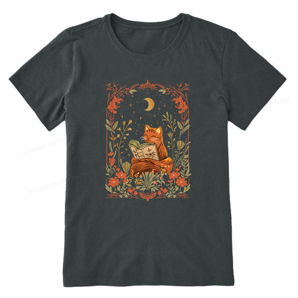 Pagewings Cat Wildflower Book Reading Unisex Classic T-shirt