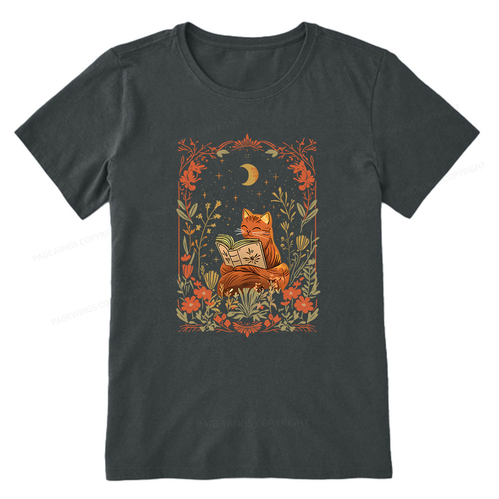 Pagewings Cat Wildflower Book Reading Unisex Classic T-shirt