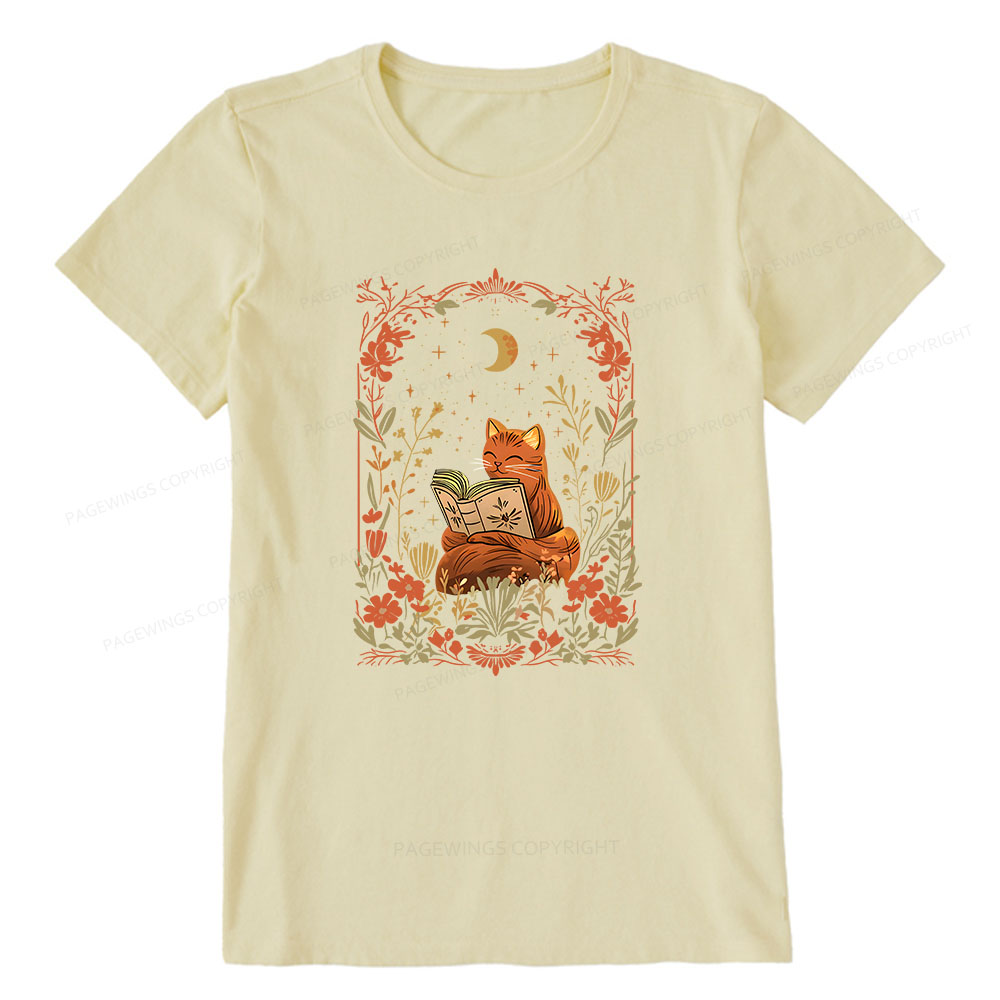 Pagewings Cat Wildflower Book Reading Unisex Classic T-shirt