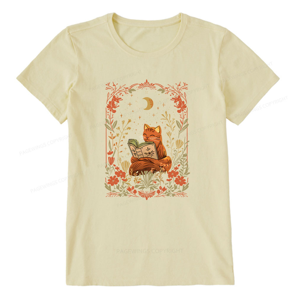 Pagewings Cat Wildflower Book Reading Unisex Classic T-shirt