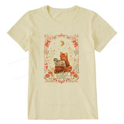 Pagewings Cat Wildflower Book Reading Unisex Classic T-shirt