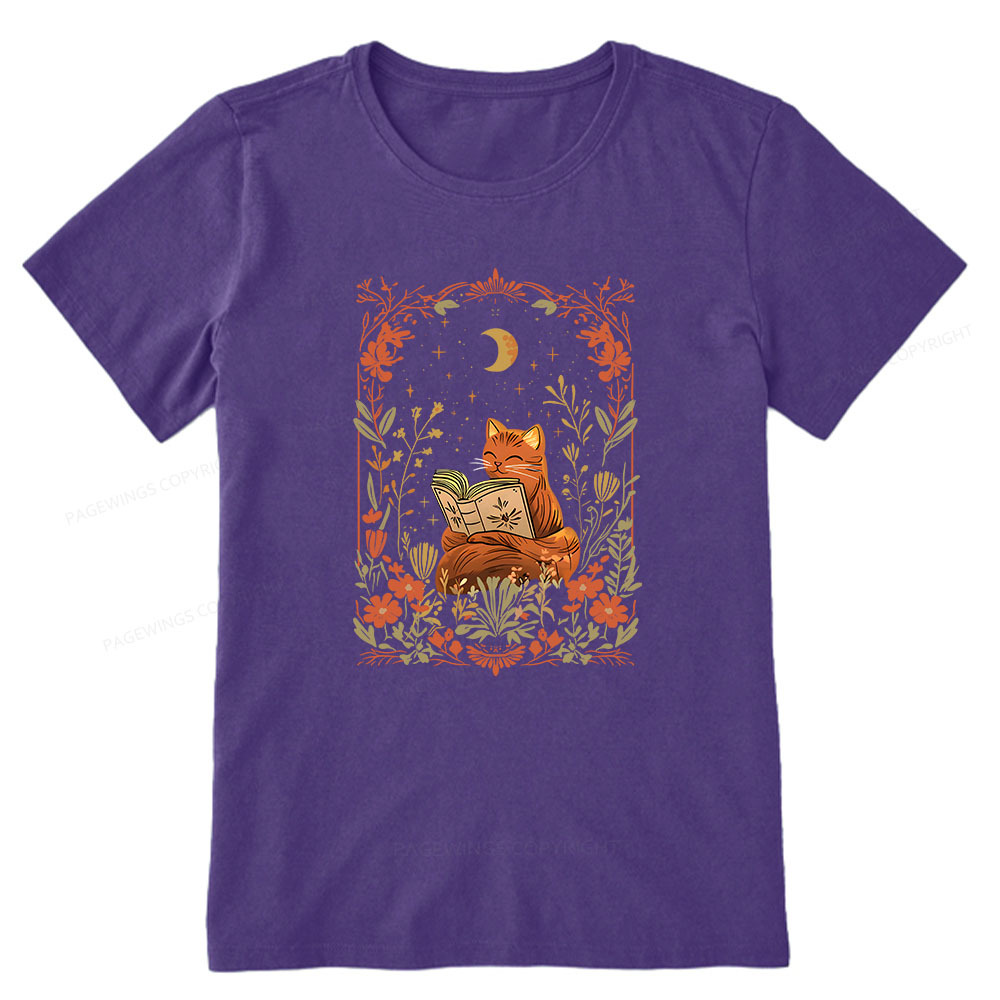 Pagewings Cat Wildflower Book Reading Unisex Classic T-shirt