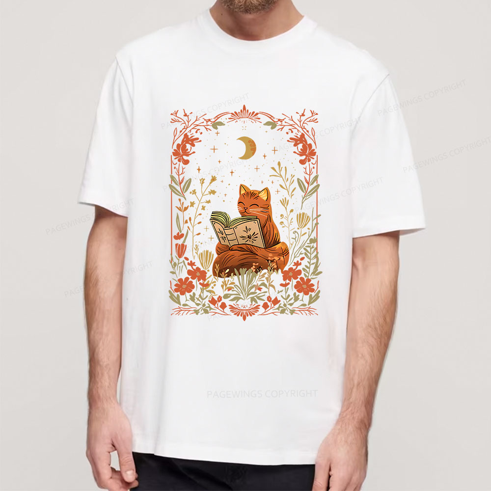 Pagewings Cat Wildflower Book Reading Unisex Classic T-shirt