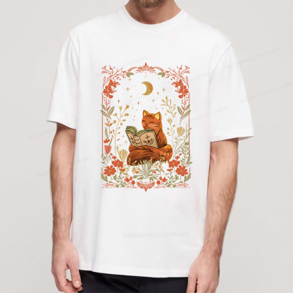 Pagewings Cat Wildflower Book Reading Unisex Classic T-shirt