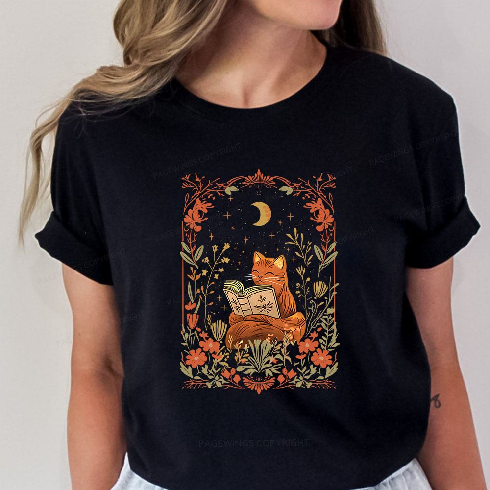 Pagewings Cat Wildflower Book Reading Unisex Classic T-shirt