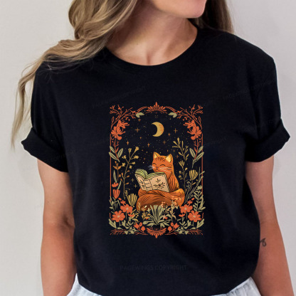 Pagewings Cat Wildflower Book Reading Unisex Classic T-shirt