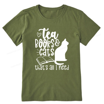 Pagewings Tea Books Cats That's All I Need Unisex Classic T-shirt