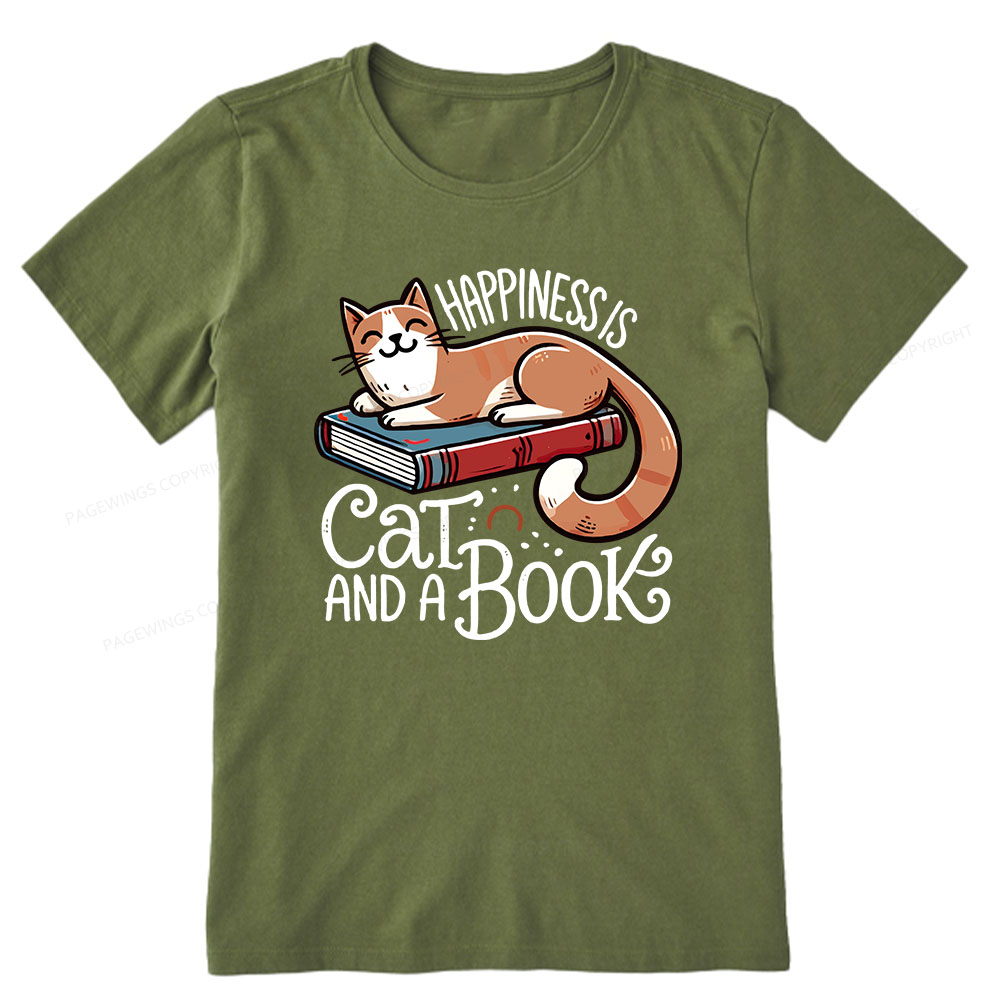 Pagewings Happiness Is A Cat And A Book Unisex Classic T-shirt