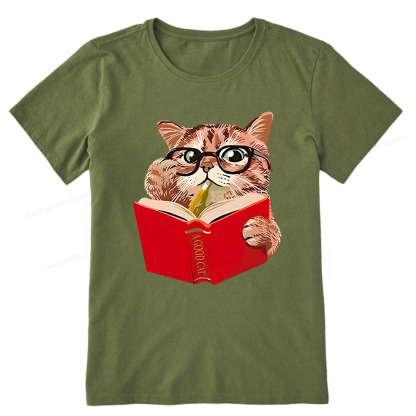 Pagewings Cat Reading Book Shirt, Books and Cats Unisex Classic T-shirt