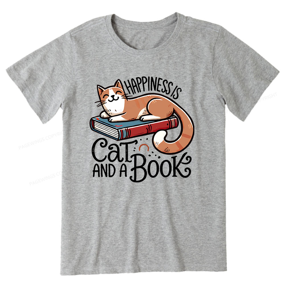Pagewings Happiness Is A Cat And A Book Unisex Classic T-shirt
