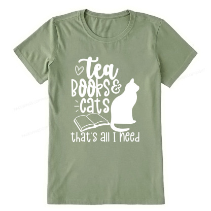 Pagewings Tea Books Cats That's All I Need Unisex Classic T-shirt