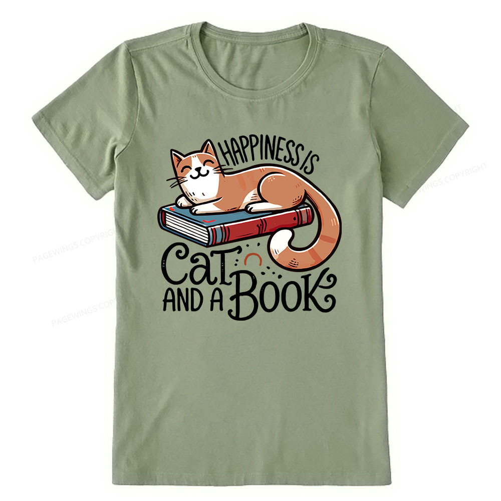 Pagewings Happiness Is A Cat And A Book Unisex Classic T-shirt