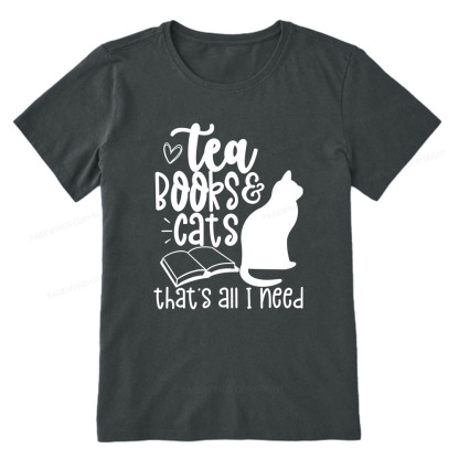Pagewings Tea Books Cats That's All I Need Unisex Classic T-shirt