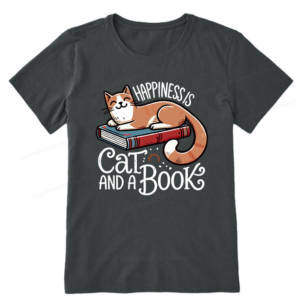 Pagewings Happiness Is A Cat And A Book Unisex Classic T-shirt