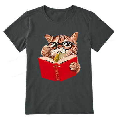 Pagewings Cat Reading Book Shirt, Books and Cats Unisex Classic T-shirt