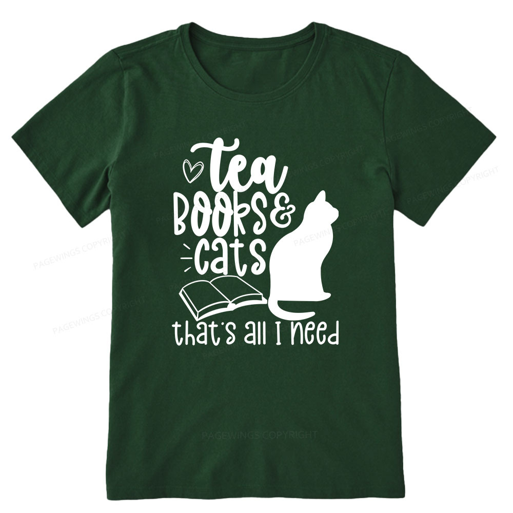 Pagewings Tea Books Cats That's All I Need Unisex Classic T-shirt