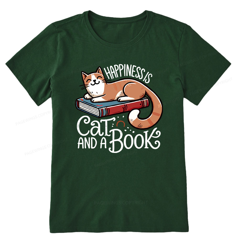 Pagewings Happiness Is A Cat And A Book Unisex Classic T-shirt