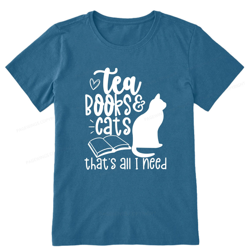 Pagewings Tea Books Cats That's All I Need Unisex Classic T-shirt