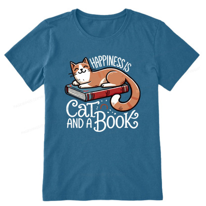 Pagewings Happiness Is A Cat And A Book Unisex Classic T-shirt