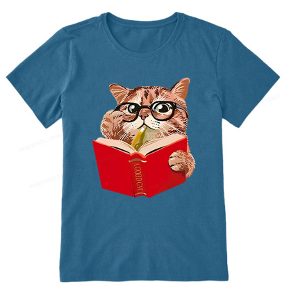 Pagewings Cat Reading Book Shirt, Books and Cats Unisex Classic T-shirt