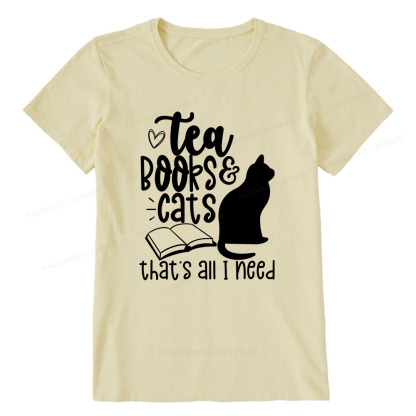 Pagewings Tea Books Cats That's All I Need Unisex Classic T-shirt