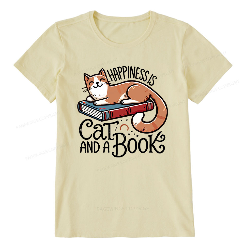 Pagewings Happiness Is A Cat And A Book Unisex Classic T-shirt
