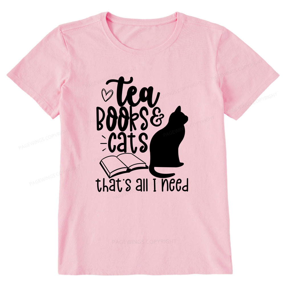 Pagewings Tea Books Cats That's All I Need Unisex Classic T-shirt