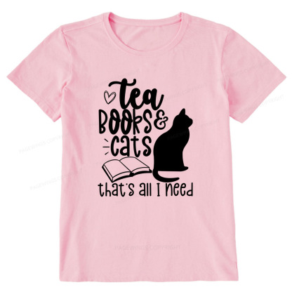 Pagewings Tea Books Cats That's All I Need Unisex Classic T-shirt