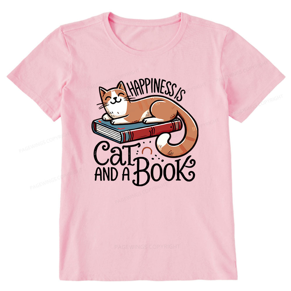 Pagewings Happiness Is A Cat And A Book Unisex Classic T-shirt