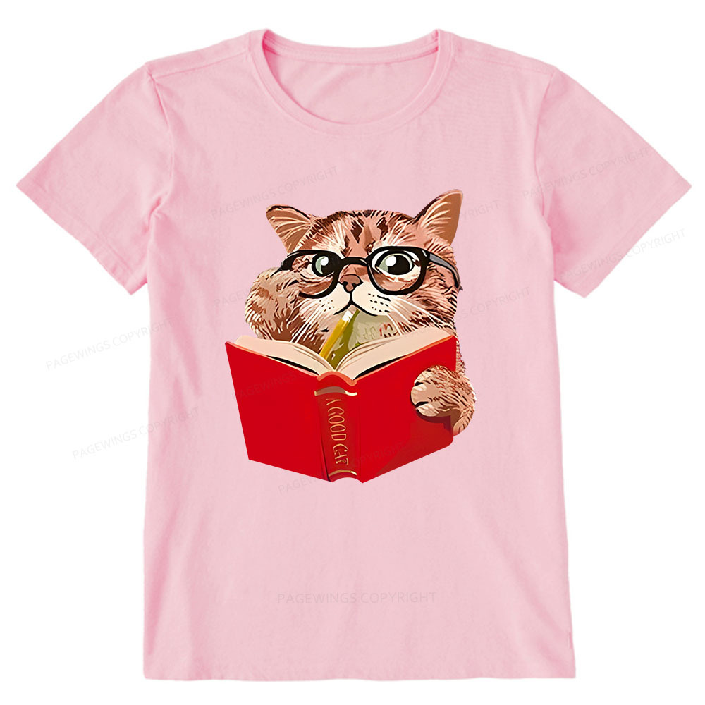 Pagewings Cat Reading Book Shirt, Books and Cats Unisex Classic T-shirt