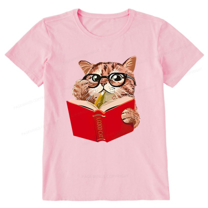 Pagewings Cat Reading Book Shirt, Books and Cats Unisex Classic T-shirt