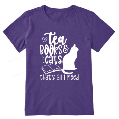 Pagewings Tea Books Cats That's All I Need Unisex Classic T-shirt
